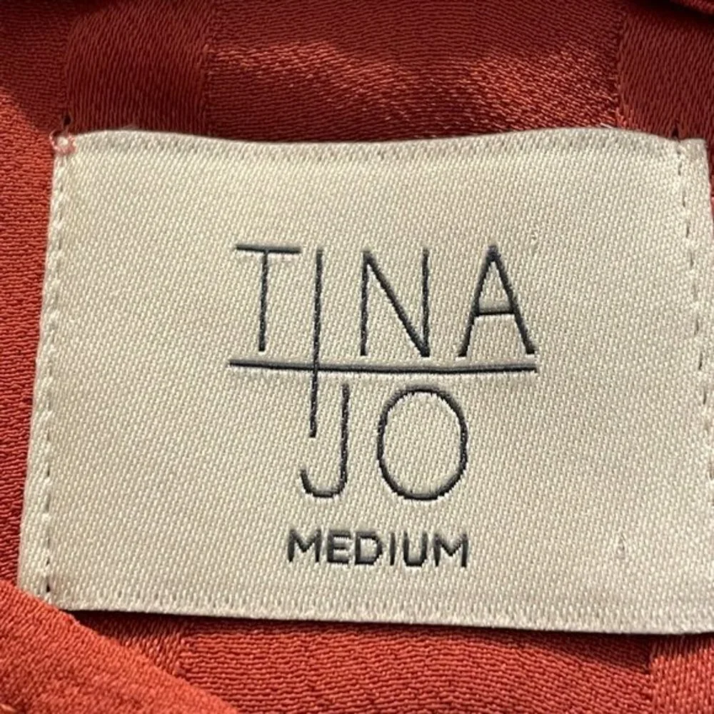 Tina Jo Women's Orange Stripe 3/4 Sleeve Shirt Top‎ Blouse Sz M